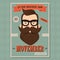 Movember poster design, prostate cancer awareness, hipster man with beard and moustache