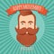 Movember poster design, prostate cancer awareness, hipster man with beard and moustache