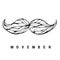 Movember. Vector illustration with mustache. Men`s Cancer awareness month