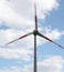 Movement of the blades of the wind turbine that uses the wind to