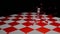 The movement of chess pieces on the board, chess game. Design. White and red board with a white pawn breaking a red one
