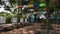 Movement colorful umbrella at outdoor in garden in Bueng Kan, Thailand