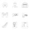 Movement, electric transport and other web icon in outline style.Attributes, public, means, icons in set collection.