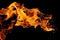 Movement of fire flames isolated on black background