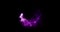 The movement of the glowing purple particles in a circle. A shiny, wavy, glowing tail made of particles. Particle animation on a b