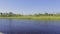 Movement at high speed along the coast of the wild Siberian river