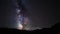 The movement of stars and the Milky Way above Mount Elbrus.