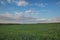 The movement of the thunderclouds over the fields of winter wheat in early spring in the vast steppes of the Don.