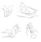 Movements at feet massage. basis of massage. vector illustration.