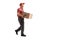 Mover carrying a package and walking