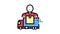 mover delivery service worker and truck color icon animation