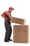 Mover lifting a package and experiencing back pain