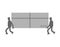 Movers and large box. Porters carry box. Delivery service. Loader mover man holding. Moving Vector illustration