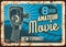 Movie amateur rusty metal plate, vector rust sign