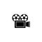 Movie camera icon outline. Video. Vector on isolated white background. Eps 10 vector