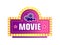 Movie camera and stars logo, filmmaking industry isolated icon