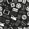 Movie and cinema vector icons seamless dark pattern eps10