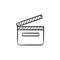 Movie clapboard hand drawn outline doodle icon.