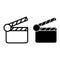 Movie clapper line and glyph icon. Clapperboard vector illustration isolated on white. Clap board outline style design