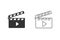 Movie clapper open line icon set. vector