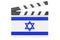 Movie clapperboard with Israeli flag, film industry concept. 3D rendering