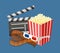 Movie Clapperboard and Popcorn Snack Packages