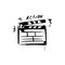 Movie clapperboard sketch. Film set clapper for cinema production. Action. Hand drawn icon in vector doodle style.