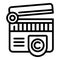 Movie copyright icon outline vector. Legal property