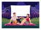 Movie date semi flat vector illustration