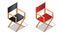 Movie director chair isometric icon with shadow