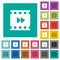 Movie fast forward square flat multi colored icons