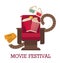 Movie festival promotional poster with cinema chair and food