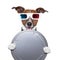 Movie film canister 3d glasses dog