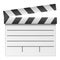 Movie and film white clapperboard icon on white transparent background. Art design cinema slate board template. Abstract concept