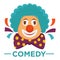 Movie genre comedy cinema vector icon of clown laugh