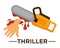 Movie genre thriller cinema vector icon of saw blood