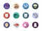 Movie genres flat round color icons set