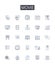 Movie line icons collection. Discipline, Routine, Consistency, Behavior, Lifestyle, Addiction, Pattern vector and linear