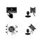 Movie making black glyph icons set on white space