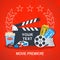 Movie making and Movie premiere concept. Flat vector cartoon illustration.