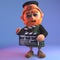 Movie making Scottish man in kilt using a film slate clapperboard, 3d illustration