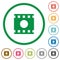 Movie record flat icons with outlines
