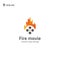 Movie Roll Cinema with fire flames logo design