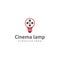 Movie roll with lamp logo design