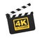 Movie Slate with 4K Ultra HD Icon Isolated