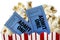 Movie Tickets And Popcorn Isolated