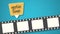 Movie time animated banner with blue background for text or ads.