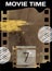 Movie time banner with cinema movie and photography 35 mm film strip template in vintage style