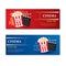 Movie time banner and coupon.Cinema template element design