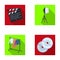 Movies, discs and other equipment for the cinema. Making movies set collection icons in flat style vector symbol stock